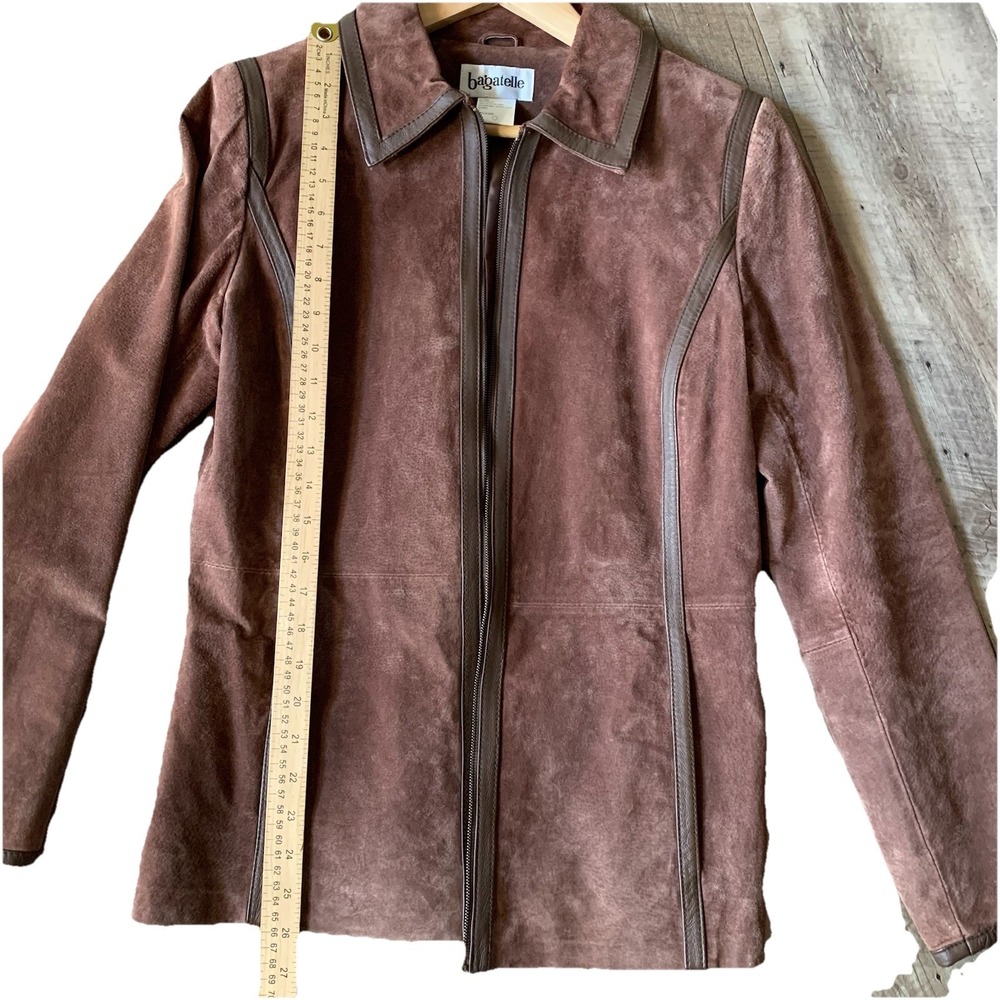 Mens Small Bagatelle Vintage Leather Zip Up Jacket  (ZIPPER BROKEN) russet brown - Picture 10 of 16